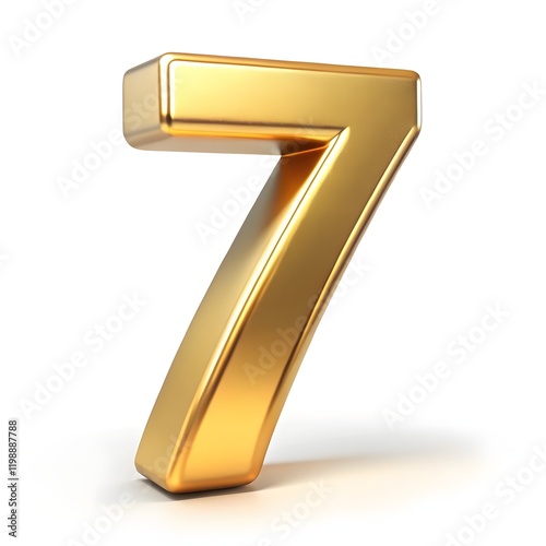 The number 7 with a shiny golden effect on a white background.