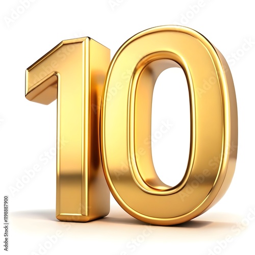The number 10 with a shiny golden effect on a white background.