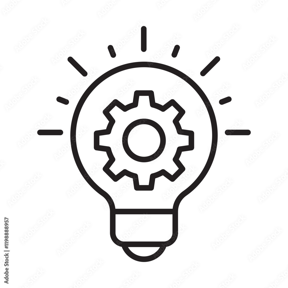 Engineering Idea Icon – Lightbulb with Gear Symbolizing Engineering and AI Solutions Engineering Idea Icon – Lightbulb with Gear Symbolizing Engineering and AI Solutions