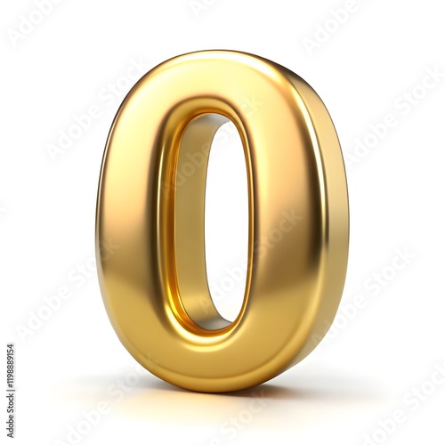 The number 0 with a shiny golden effect on a white background.