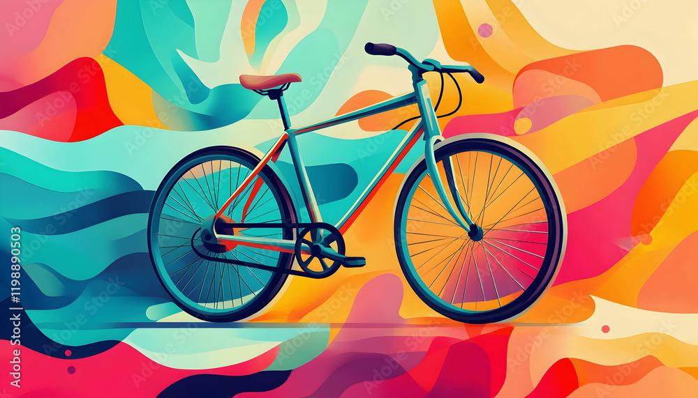 Fototapeta premium Stylish bicycle set against a vibrant abstract backdrop, blending elegance and creativity -