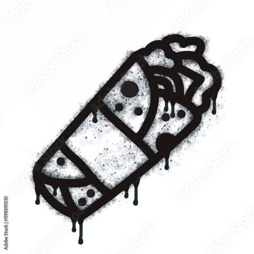 Graffiti kebab sign spray painted in black on white. Kebab symbol isolated on white background. Vector illustration