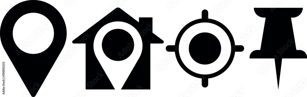 House Map Pin Icon Set for Navigation and Real Estate, Real Estate Location Pin Icon Pack. House Map Pin Icon Set for Navigation and Real Estate, Real Estate Location Pin Icon Pack.