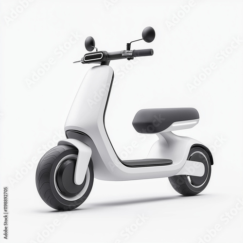 Obraz na płótnie A white scooter with a black seat and a black handlebar w salonie