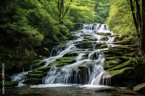 Amicalola Falls: A Majestic Waterfall amidst Lush Green Forest and Scenic River Landscape photo