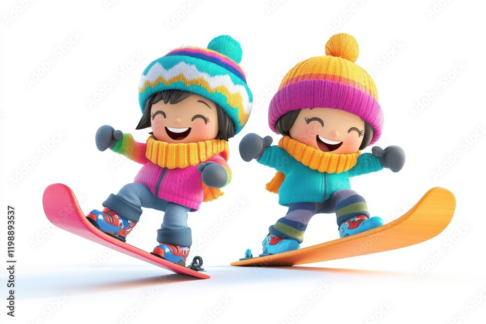 Fototapeta premium two children enjoying the snow