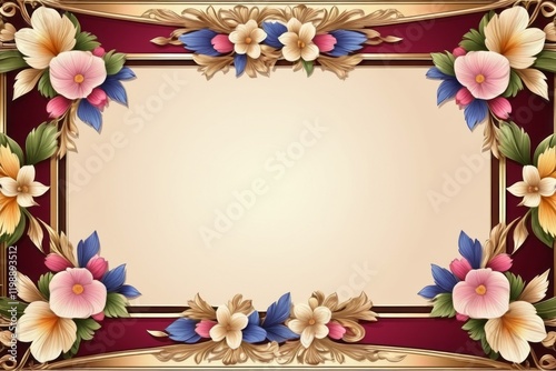 A natural decorative floral frame for photo or congratulation with a background designed for invitations or greeting cards photo