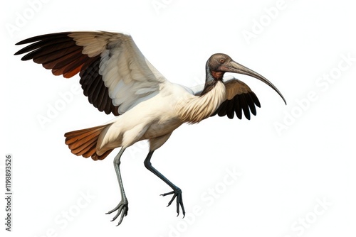 Ancient Sacred Ibis in Isolation: A Graphic Depiction of a Winged Fauna Creature from African Mythology