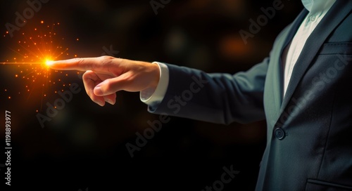 Arrow moving up, Investment and Financial Growth Strategy Concept with Businessman Pointing at Virtual Graph photo