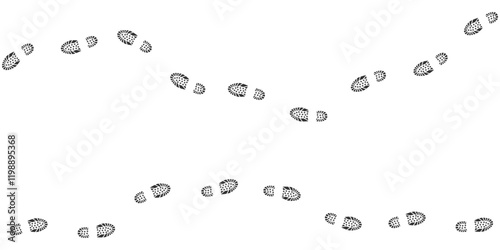 Human footprint. Leaving  boots prints on the floor from  left to right. Human step by step  on white background.  Sneaker print for your web site design, logo, app, UI.  EPS 10