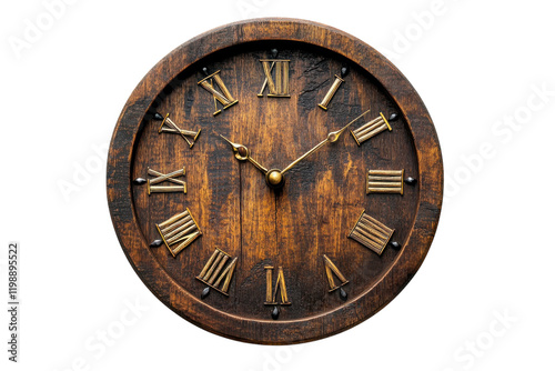 Wallpaper Mural Decorative wooden wall clock with Roman numerals for timeless elegance and rustic charm in home decor Torontodigital.ca
