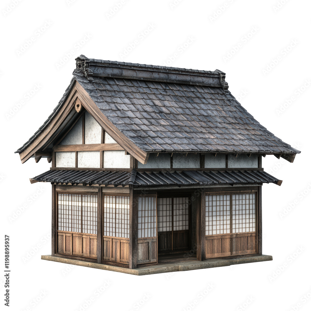 Traditional Japanese House Surrounded by Nature with Intricate Architectural Design Elements Traditional Japanese House Surrounded by Nature with Intricate Architectural Design Elements