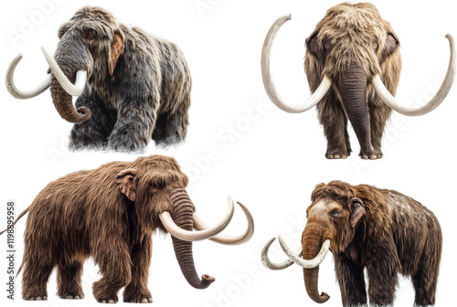 woolly mammoth set on transparent background photo