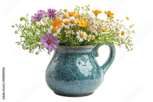 Wallpaper Mural Beautiful arrangement of wildflowers in a ceramic pitcher placed on a white background Torontodigital.ca