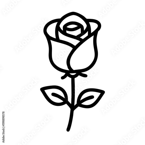 Black Funeral Rose Icon on Transparent Background, Funeral Concept