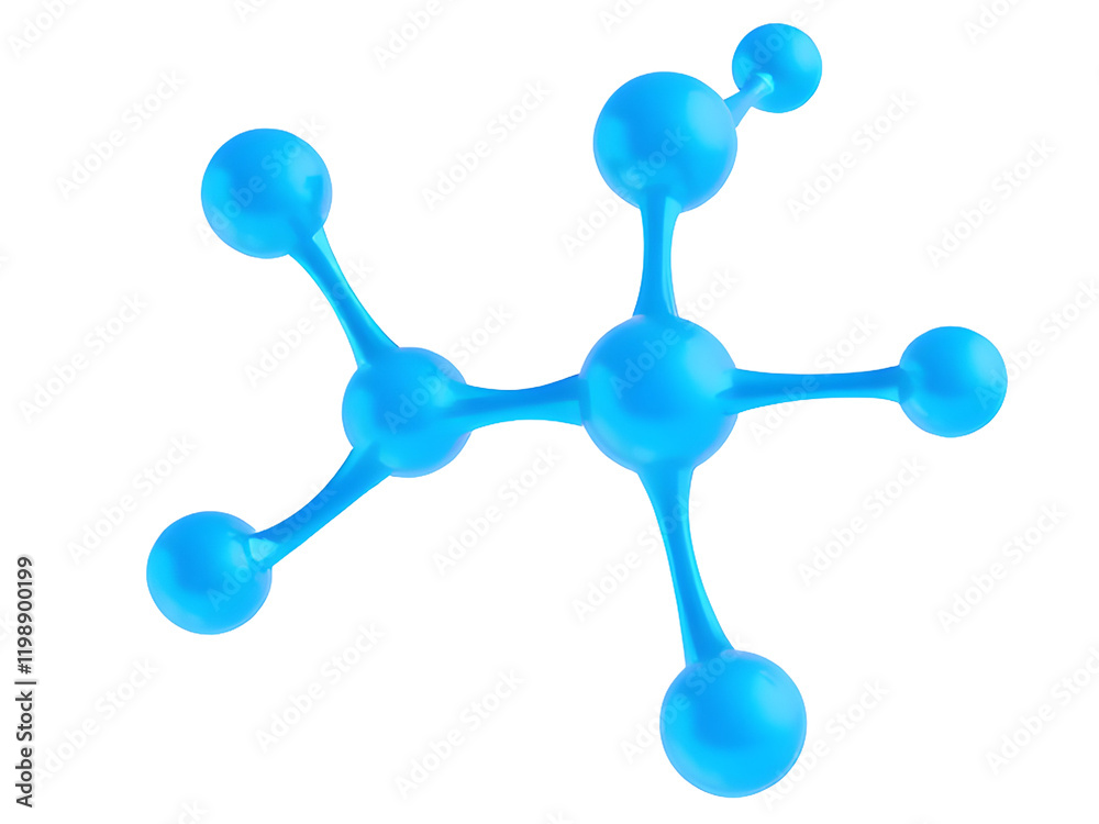 A 3D model of a molecule with a central atom A 3D model of a molecule with a central atom