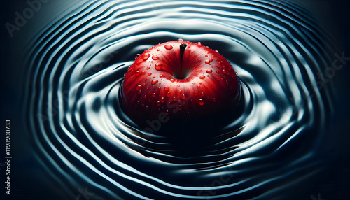 Fruit A vibrant red apple bobbing in gently moving water The ripples create patterns that complement the a2 photo