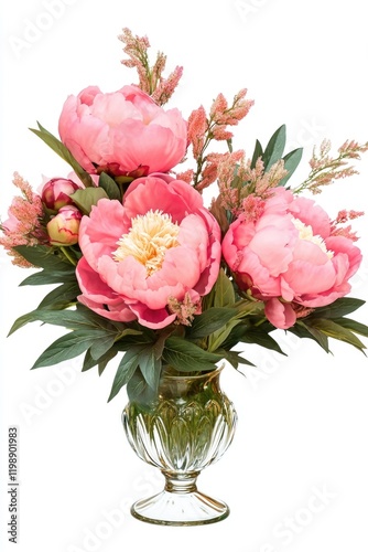 Wallpaper Mural A glass vase filled with pink flowers on a white background, ideal for decoration or as a gift Torontodigital.ca