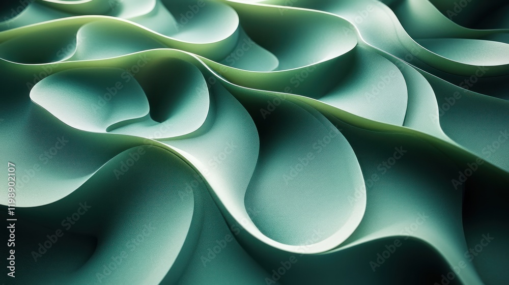 Fototapeta premium Abstract Teal Swirls: A Symphony of Curves and Light