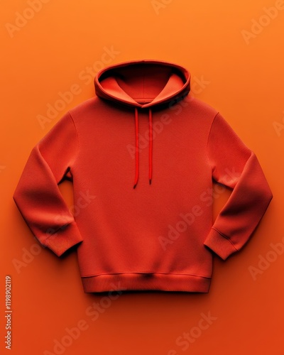 Orange Hoodie Laying Flat On Orange Background photo