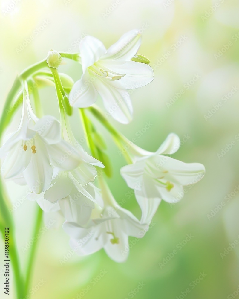Fototapeta premium Snow-white Flowers Emphasizing Spring's Renewal Against Green Backdrop
