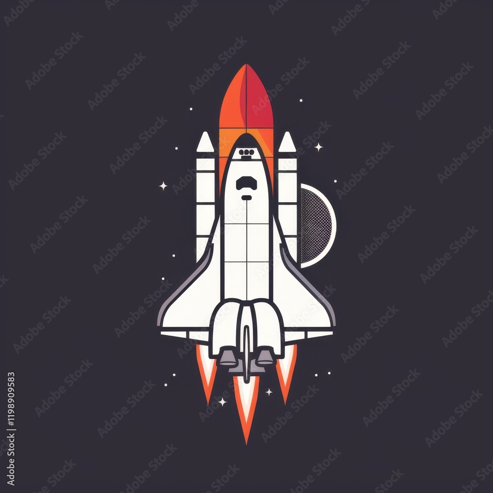 Fototapeta premium Space Shuttle Mission Logo in Raw 4K Style