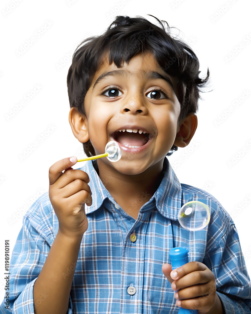 Indian little boy blowing soap bubbles, isolated on transparent background. Cute Indian child playing with soap bubbles, joyful little boy having fun with bubble blowing.
Indian little boy blowing soap bubbles, isolated on transparent background. Cute Indian child playing with soap bubbles, joyful little boy having fun with bubble blowing.