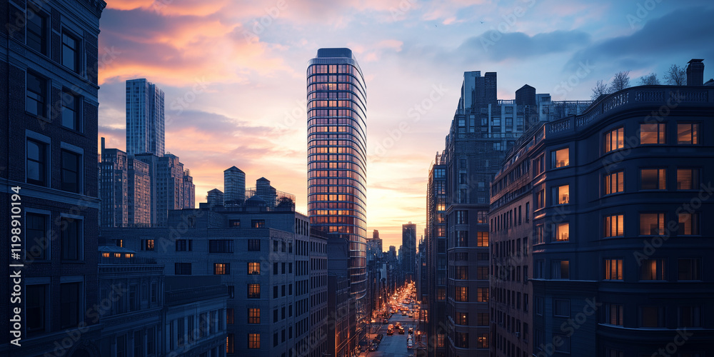 Fototapeta premium city at sunset
