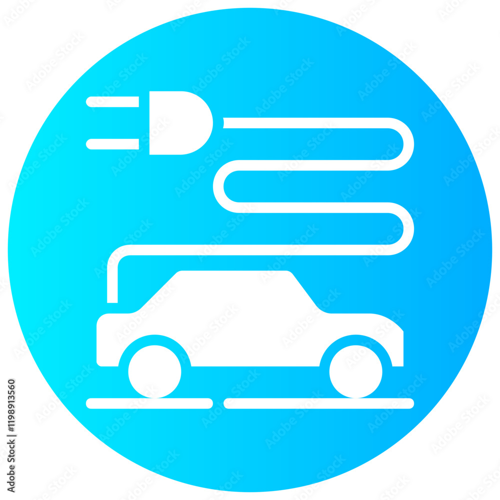 electric car vector round glyph icon electric car vector round glyph icon