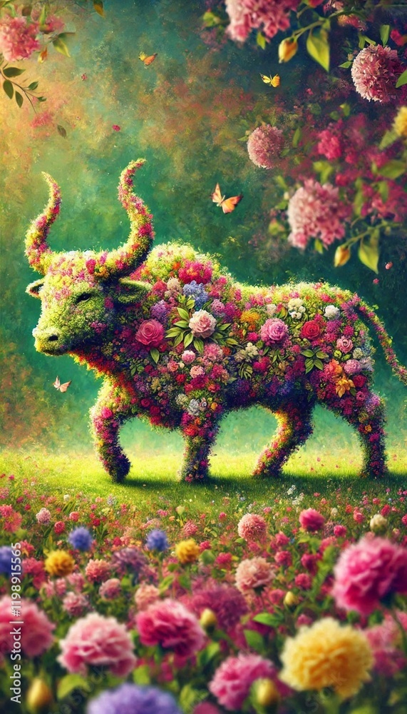 Obraz premium Floral Bull, A Nature's Masterpiece