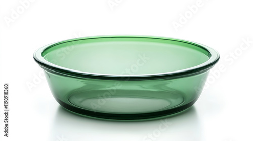 Elegant green glass baking dish on a pristine white background showcasing simplicity and style for culinary inspiration photo