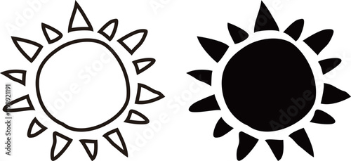 太陽の白黒イラスト