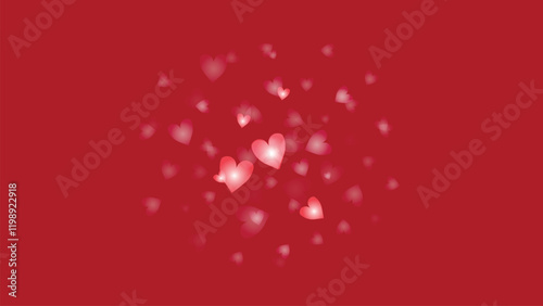 Beautiful romantic background with blur hearts, cute red hearts in bokeh style, romance and love concept, romantic wedding, Mother's day, modern heart background, Valentine's day concept