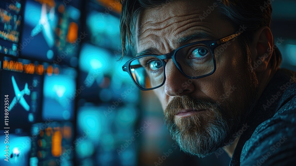 A man with glasses and a beard looks directly into the camera, conveying a sense of intelligence and introspection A man with glasses and a beard looks directly into the camera, conveying a sense of intelligence and introspection