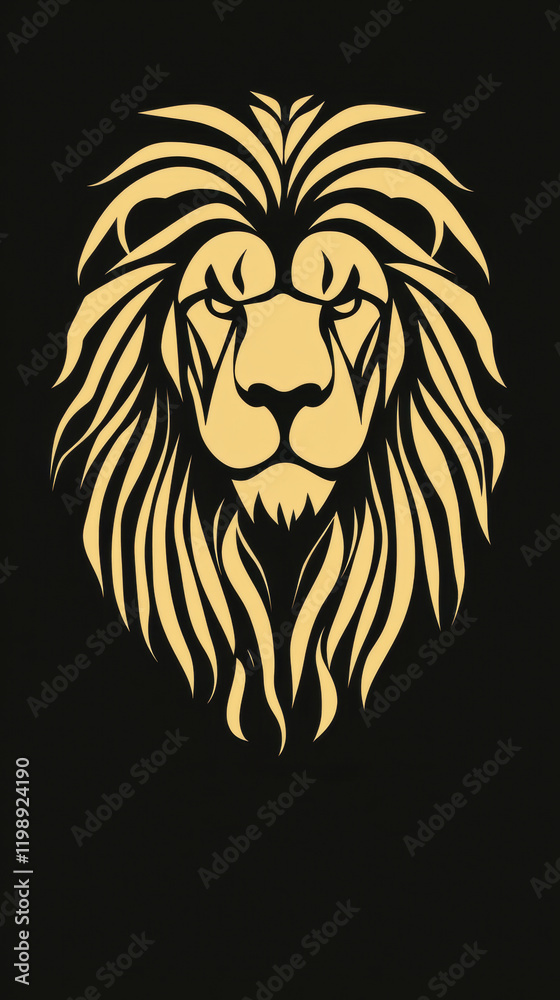 Obraz premium Lion silhouette design: bold tribal art featuring majestic mane
