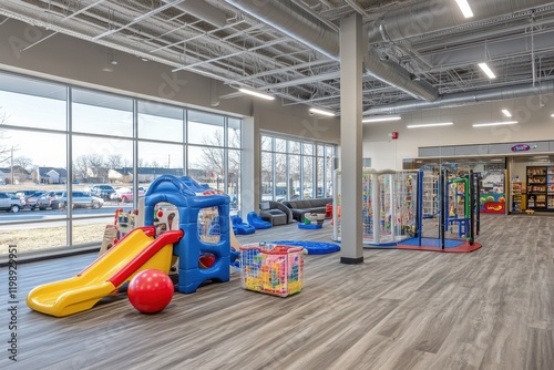 Wallpaper Mural Bright and Inviting Indoor Playground for Young Children Featuring Colorful Play Structures and Soft Floor, Ideal for Early Childhood Development and Fun Torontodigital.ca