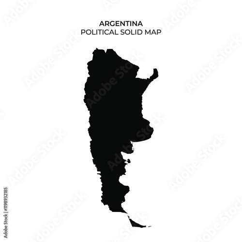 Solid map outline of Argentina displaying political boundaries