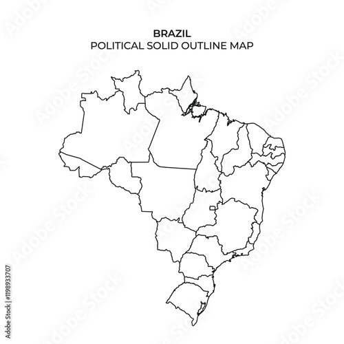 Outline map of Brazil showing political regions and borders