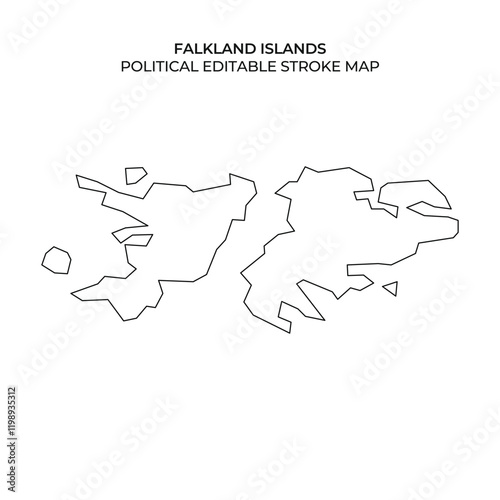 Falkland Islands political map with editable stroke design