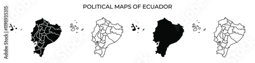 Different styles of political maps showcasing Ecuadors regions