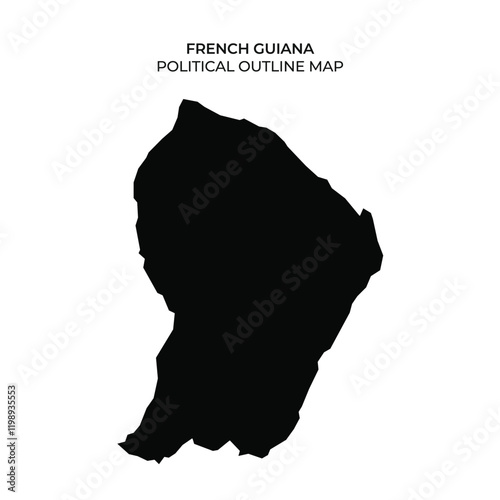 Political outline map of French Guiana with clear features