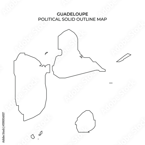 Guadeloupe political solid outline map for geographical reference