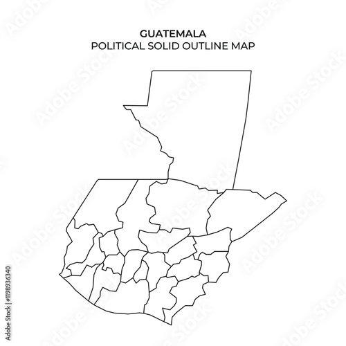 Solid outline map of Guatemala highlighting political regions