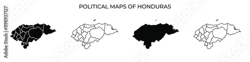 Political maps of Honduras showcasing regional divisions and outlines
