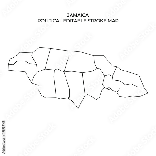 Political outline of Jamaica showcasing its geographical divisions