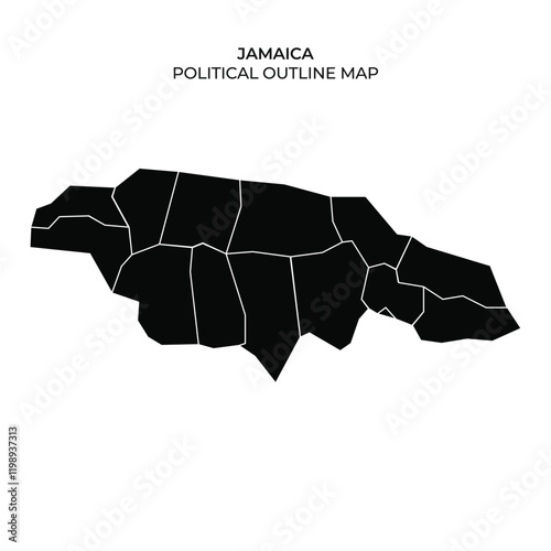 Political outline map of Jamaica highlighting regional divisions