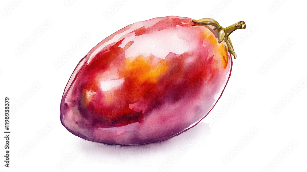 Fototapeta premium watercolor illustration of one single tamarillo isolated on white background