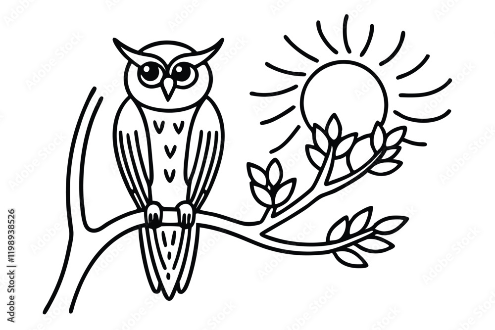 Obraz premium Beautiful bird owl vector with line art design (4).eps, Beautiful bird owl vector with line art design