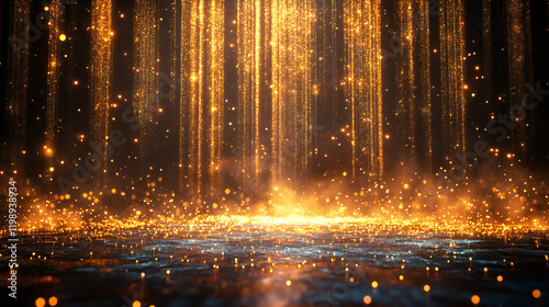 golden spotlight lines and glitter texture for award ceremony background