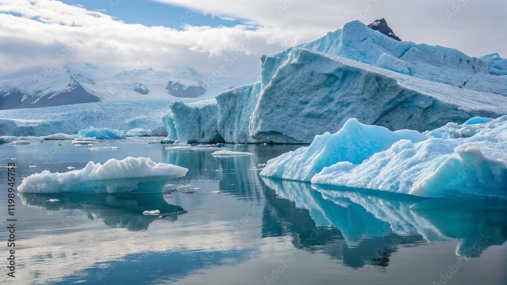 Majestic Icebergs in Calm Waters: A Macro Photography Study Majestic Icebergs in Calm Waters: A Macro Photography Study